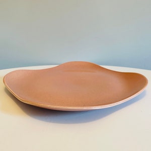 Vintage Russel Wright American Modern, Steubenville, Large Chop Plate, Coral, Mid Century Modern, Modern, Organic Shaped Serving Dish