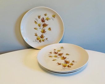 Vintage Taylor Smith & Taylor Taylorton Salad Plates, Autumn Splendor, Set of 4, Mid Century Dinnerware, Autumn Leaves Plates, Fall Dishes