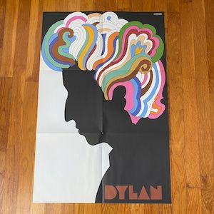 Vintage Bob Dylan Silhouette Poster by Milton Glaser, 1967 Bob Dylan Poster, Retro Pop Art, Bob Dylan Artwork, 1960&#39;s Music Poster