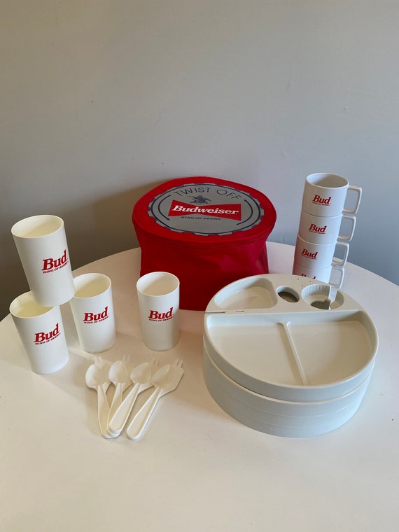 【ビンテージ】Budweiser コレクションセット Vintage Budweiser Picnic Set, Budweiser Tailgating Set With Case