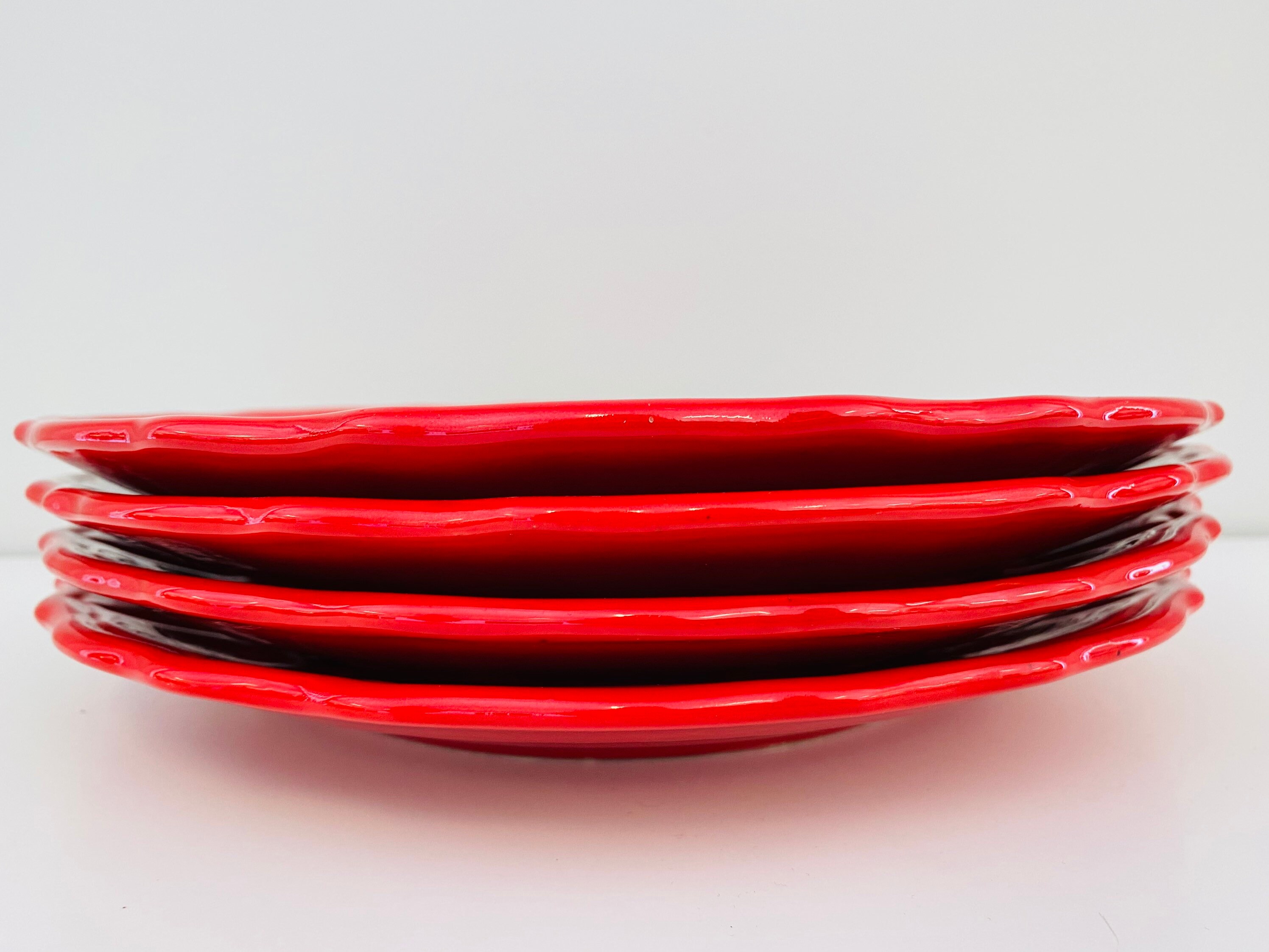 Vintage Peasant Village Italian Red Ceramic Dinner Plates PV - Etsy