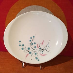 Mid Century Modern Canonsburg Citation Platter, Vintage Serving Platter, Pink Aqua and Gray Floral Pattern, Retro 1950s Canonsburg Pottery image 2