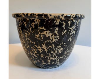 Maceta grande para mezclar de Bennington Potters #1877, ágata negra y marrón moteada.