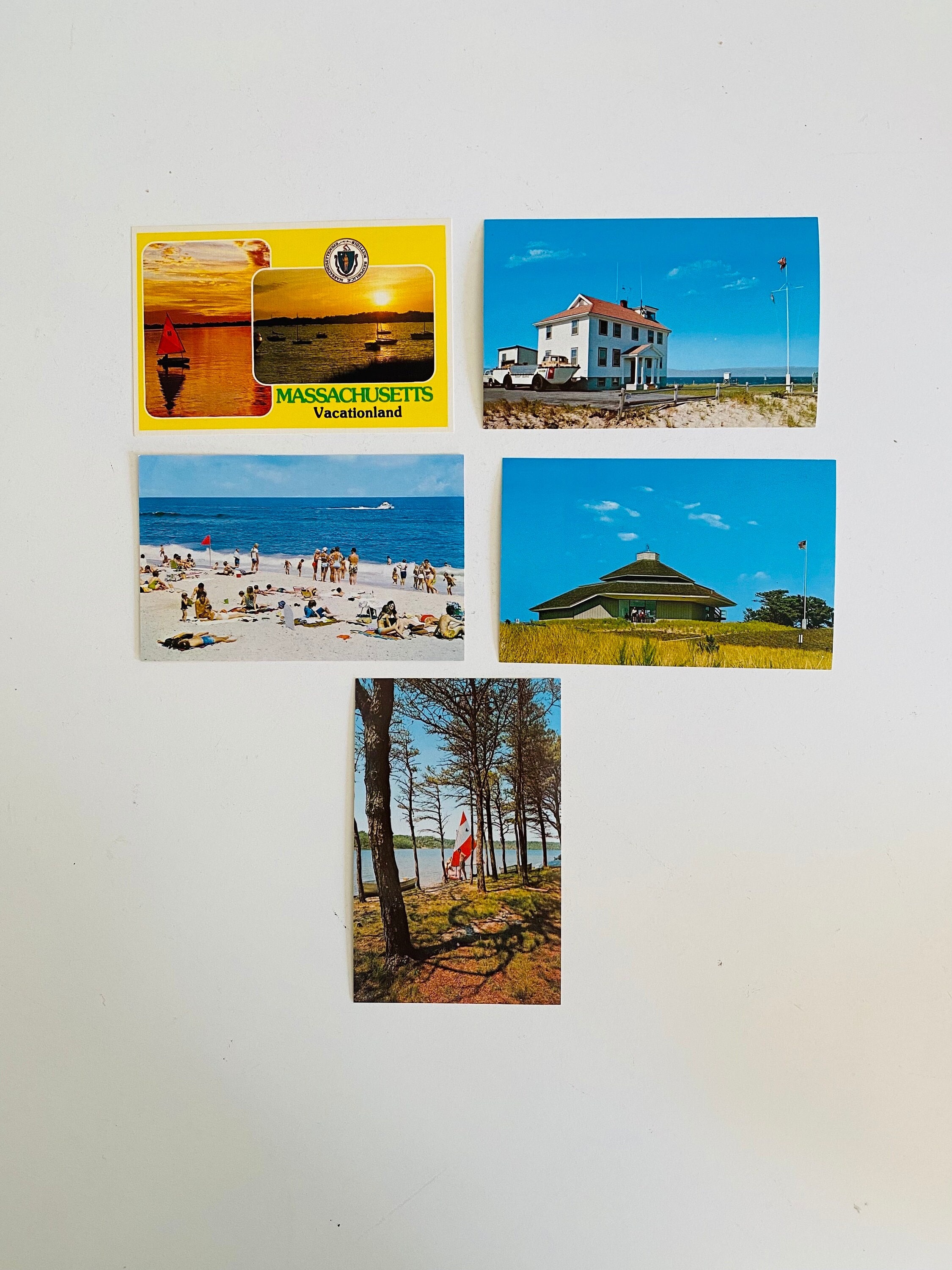 Vintage Cape Cod Postcards, Set of 5, 1970s 1980s Cape Cod Souvenir Postcard, Travel Souvenir, National Seashore, Beach, Race Point, Sailing