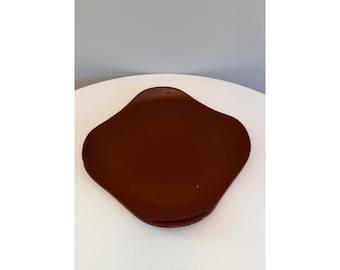 Plato de cerámica marrón para picar de Russel Wright, estilo moderno de mediados de siglo, Steubenville