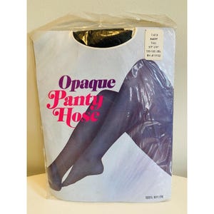 Vintage Opaque Pantyhose, NOS, Navy, Size Tall 5'7-5'9 135-160 lb. 100% Nylon