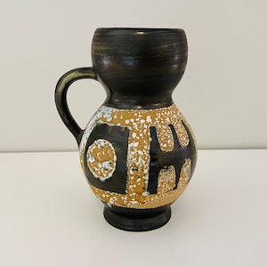 Vintage Lapid Pottery Israel Vase, Modernist Vase, Lapid Lava, Hand Painted Studio Pottery Vase, Mid Century Abstract Pottery Vase
