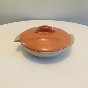Vintage Boonton Covered Serving Bowl, Gray Bowl with Pink Lid, Serving Bowl, Boontonware, 1950s, Melmac Covered Bowl, Mid Century Modern