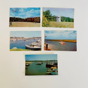 Cartoline vintage di Cape Cod, set di 5, 1960 Cape Cod Souvenir Postcard, souvenir di viaggio, cartoline nautiche, Wellfleet, Orleans, Harwich