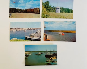 Vintage Cape Cod Postcards, Set of 5, 1960s  Cape Cod Souvenir Postcard, Travel Souvenir, Nautical Postcards, Wellfleet, Orleans, Harwich