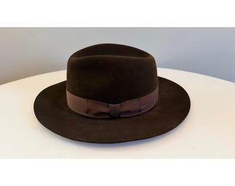 Vintage Polo Ralph Lauren Mens Fedora Hat Brown Wool & Cashmere Blend L/XL USA
