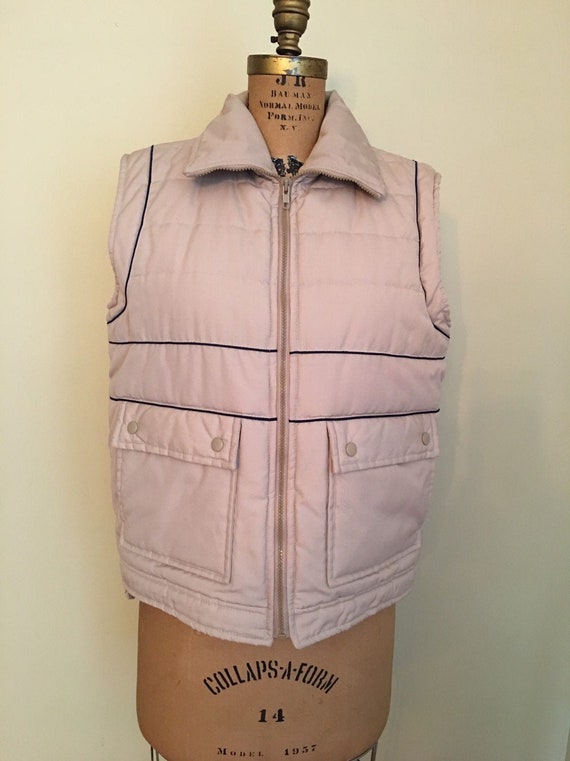 Vintage Puffer Vest Unicorn Brand Vest Beige With Navy - Etsy Hong