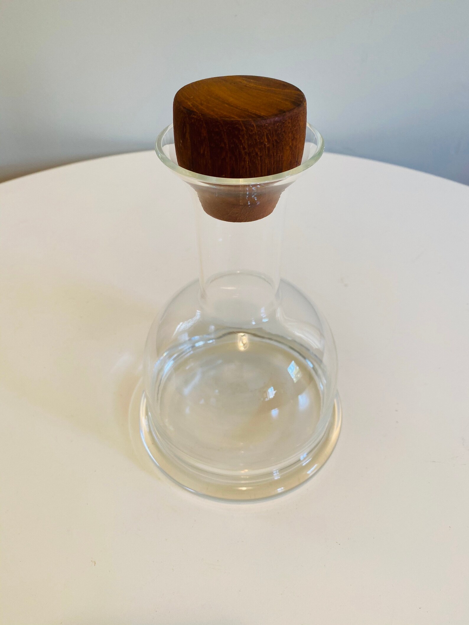 Vintage Danish Modern Glass Decanter With Wood Stopper Glass Etsy