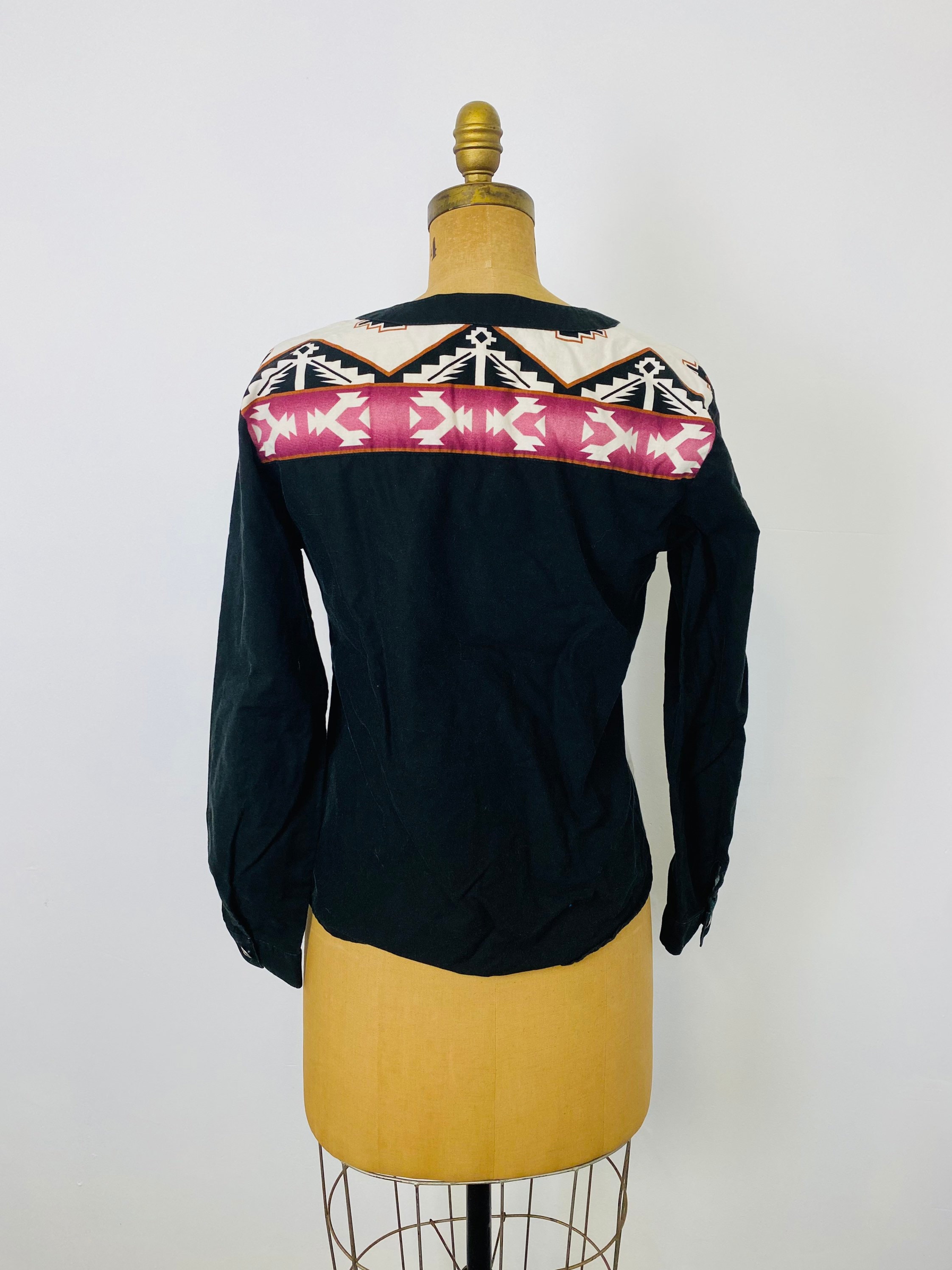 Chemise Western Femme Roper, Taille 1X, Boutons Pression, Manches Longues, Motif Géométrique Vin Et Crème - Parfait état