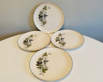 Vintage Taylor Smith & Taylor Melody Lane Salad Plates, Homemaker Set, Versatile, Set of 4, Mid Century Dinnerware, Grape Leaves Plates