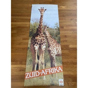 Póster de viaje vintage raro de Sudáfrica de los años 70 con jirafa de Sudáfrica, 27 x 74,5, póster de viaje de los años 70, póster de jirafa