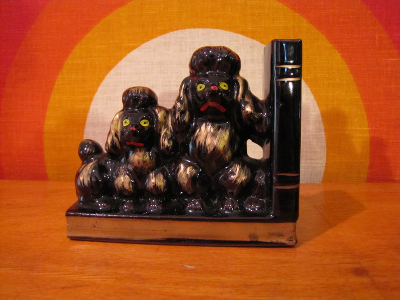 Vintage Poodle Bookends Mid Century Bookend Set Black Etsy