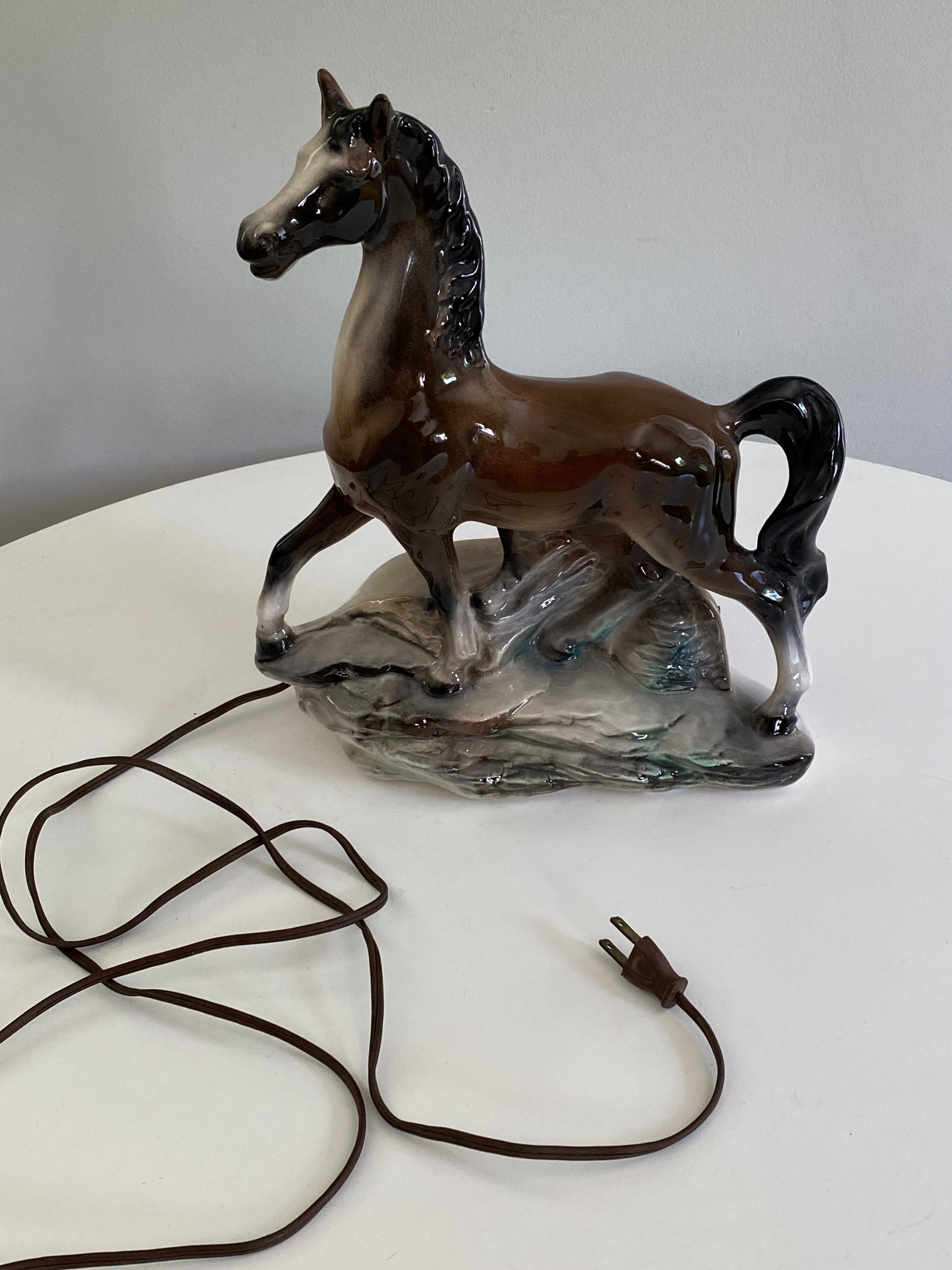 Vintage Horse TV Lamp Brown Stallion TV Lamp Mid Century Etsy