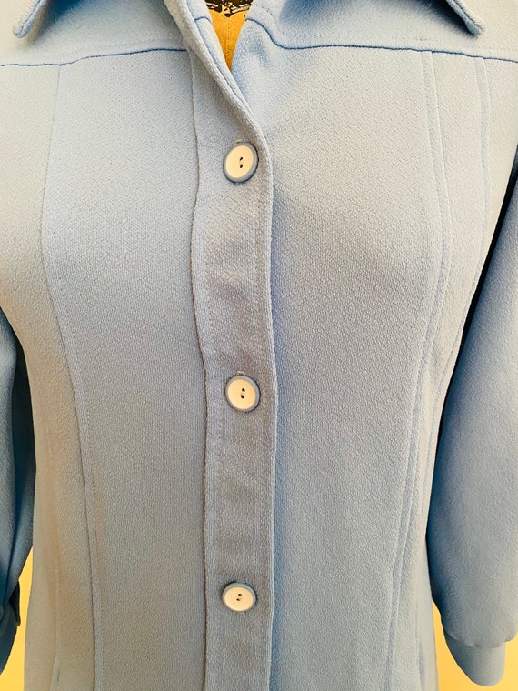 Vintage Sears Fashions, Blue Polyester Dress, Pol… - image 8