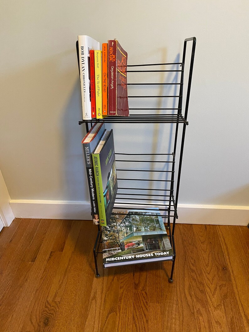 Vintage Black Wire Book Rack Black Wire Book Holder Mid Etsy