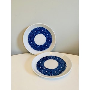 Vintage Rörstrand Sweden Mobile, Dessert Plates / Luncheon Plates Set of 2, Made in Sweden, Blue & White Swedish Pottery, Mid Century Design