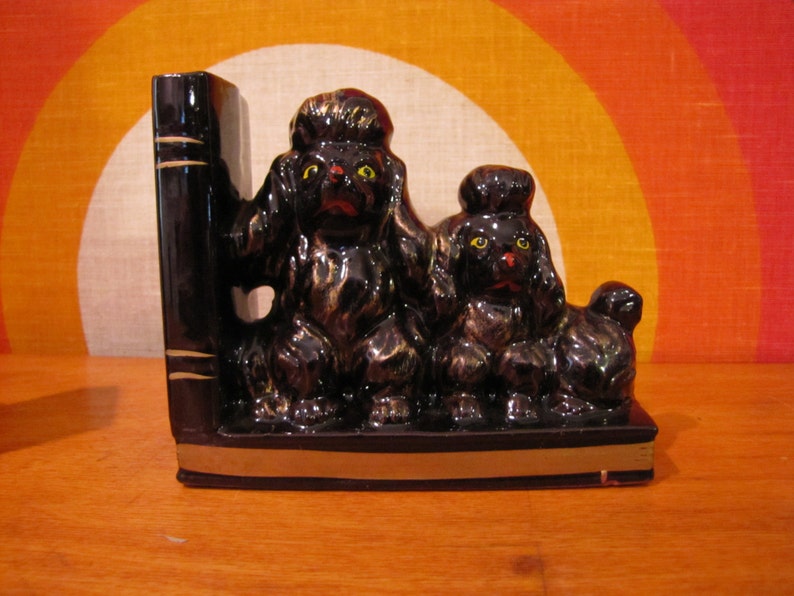 Vintage Poodle Bookends Mid Century Bookend Set Black Etsy
