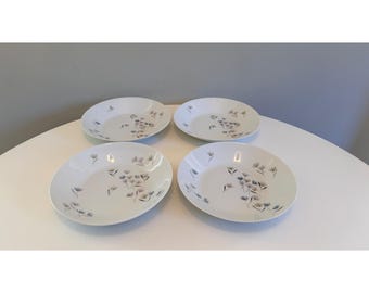Vintage Rosenthal Suppenschalen 4er Set Mid Century Modern stilisierte Blumen