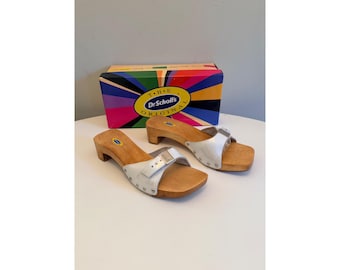 Dr Scholls Women Size 8 M Exercise Clog Sandal White Smooth Leather Slide New