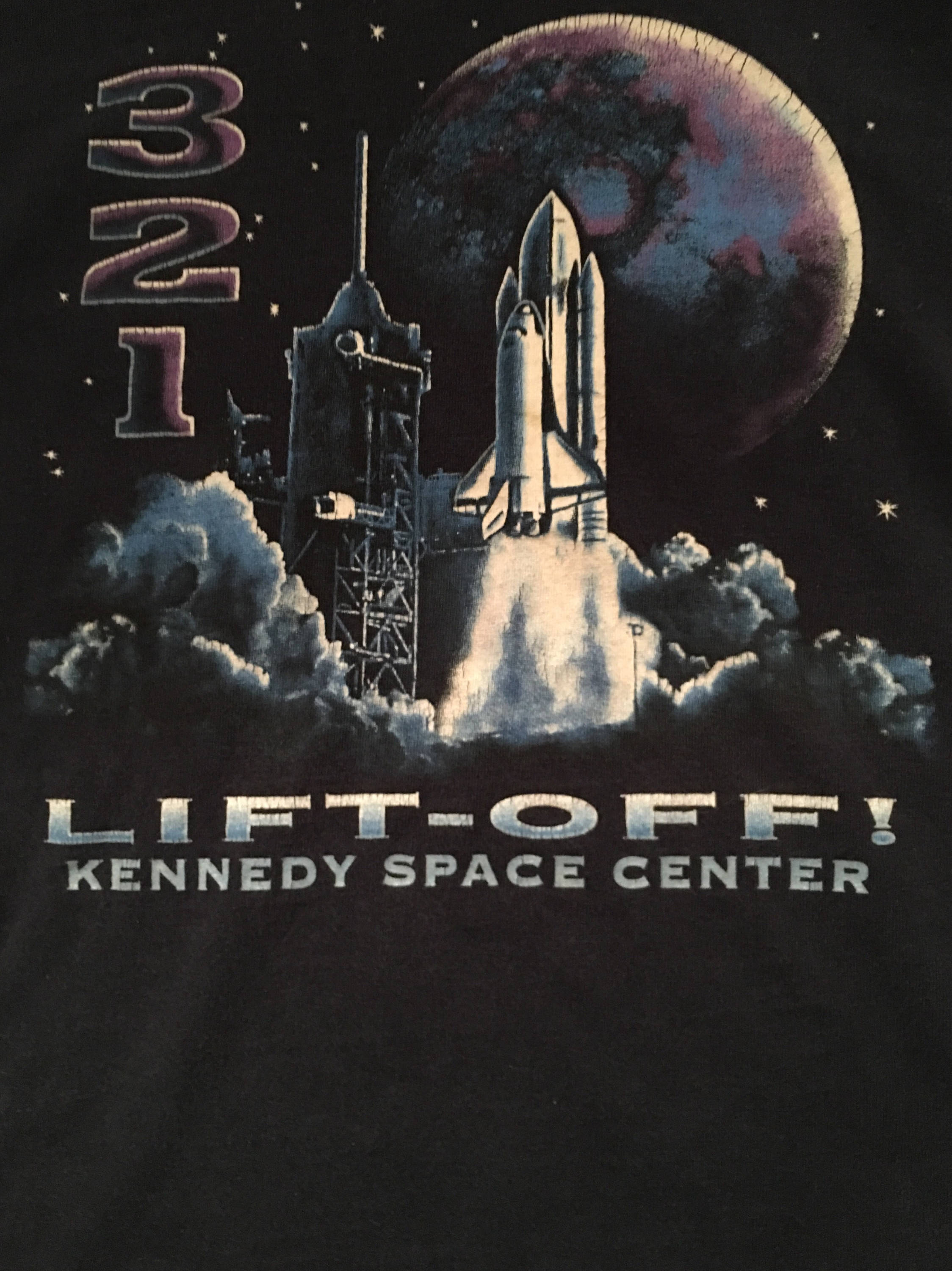 90s USA製 NASA ケネディ 宇宙センター スペースシャトル Tシャツ ビンテージ ケネディ宇宙センター T シャツ、3-2-1 リフトオフ