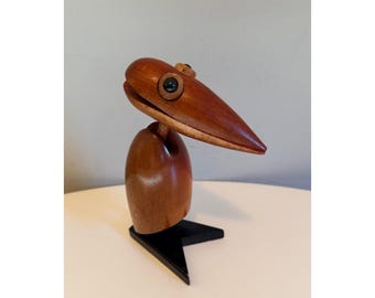Vintage Wooden Dodo Bird Letter Holder by Counterpoint Mid Century Modern Office