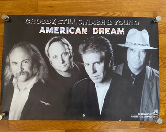 Crosby Stills Nash & Young American Dreams 1988 Original Promo Poster 30" x 20", Rock Poster, Never Displayed, Record Store Promo