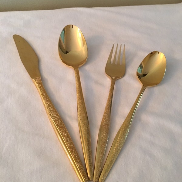 Gold Plated Flatware Etsy