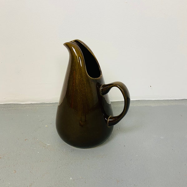 Vintage Russel Wright American Modern Pitcher, Black Chutney, Steubenville, Tall Water Pitcher, Dark Brown Mid Century Modern, Large Pitcher