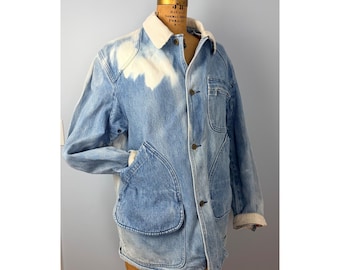 Chaqueta de trabajo de pana vintage L.L. Bean para hombre, talla M, con forro de mezclilla desgastada.