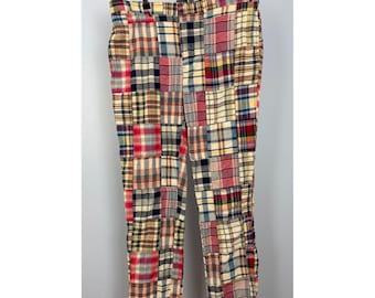 Vintage Polo By Ralph Lauren Madras Patchwork Golf Pants Multicolor Mens 36x32