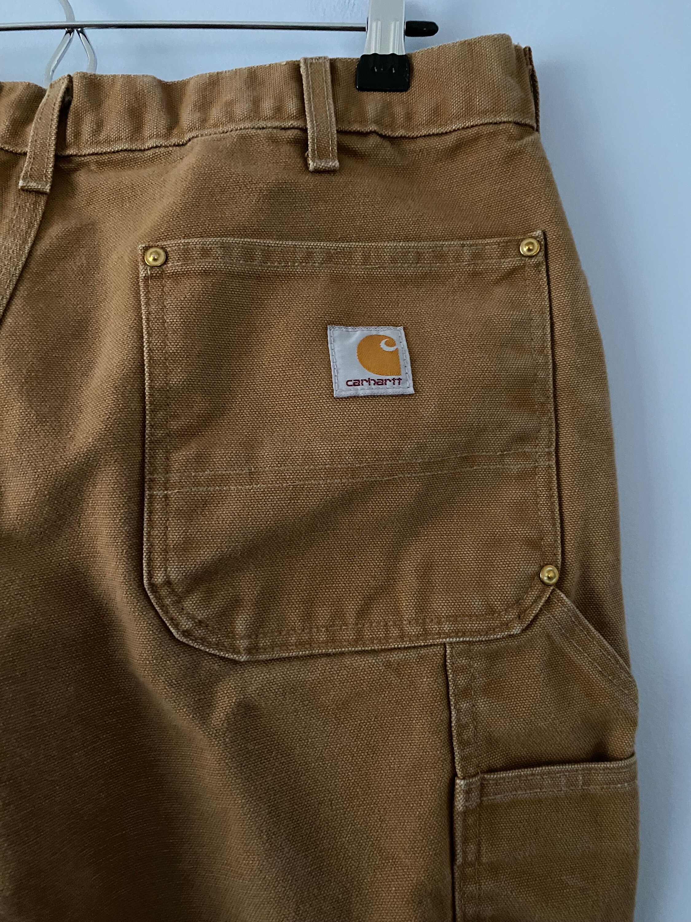 Vintage Carhartt Double Knee Brown Denim Work Pants Carpenter