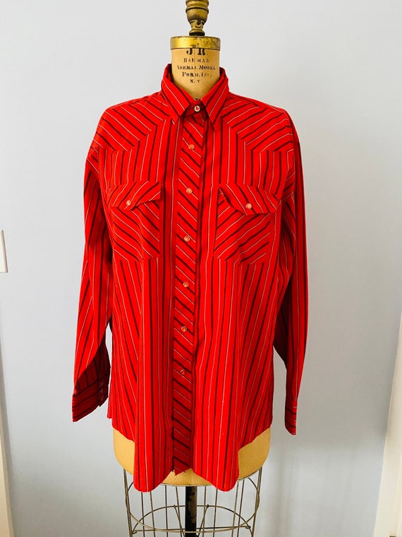 Vintage Wrangler heren parel snap shirt rood met zwarte Etsy Belgi