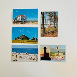 cartes postales vintage Cape Cod, lot de 5, carte postale souvenir Cape Cod des années 1970 des années 1980, Souvenir de voyage, National Seashore, plage, Race Point, voile