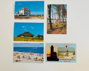 Vintage Cape Cod Postcards, Set of 5, 1970s 1980s Cape Cod Souvenir Postcard, Travel Souvenir, National Seashore, Beach, Race Point, Sailing