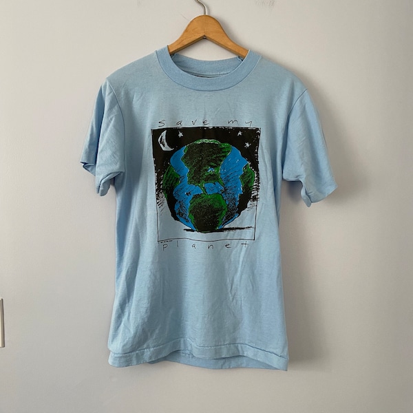 Vintage Save My Planet T-shirt, 1990 The Wildside, Size Medium, Screen Stars Best, Made in USA, Single Stitch, 90s Earth Day Graphic Tee