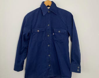Vintage 1970's Levi's Blue Corduroy Shirt | Size L - Www