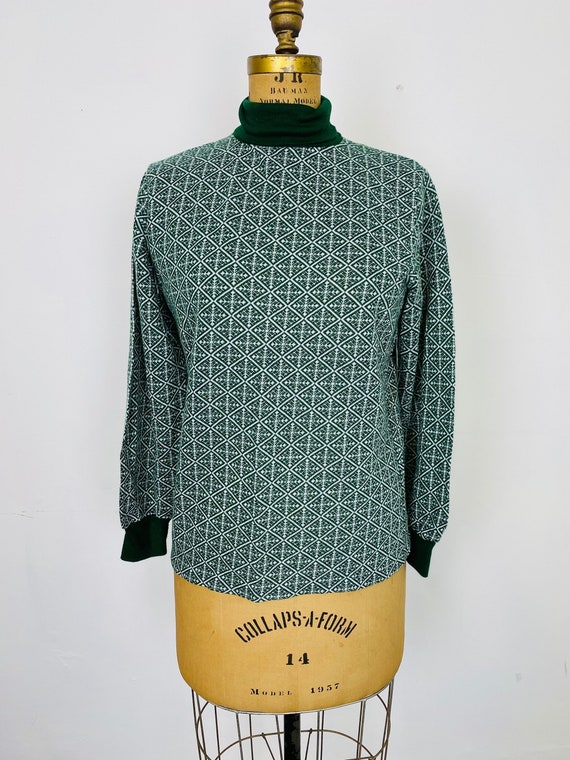 Vintage Kmart Snowflake Turtleneck Sweater, Green 