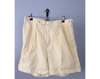 Vintage Polo By Ralph Lauren Mens 36 Cream Pleated Cotton Shorts Made In USA