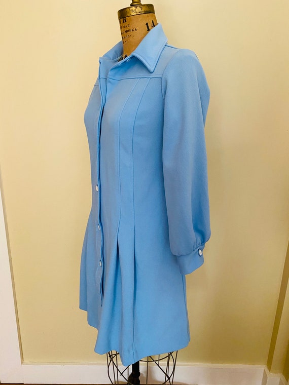 Vintage Sears Fashions, Blue Polyester Dress, Pol… - image 4