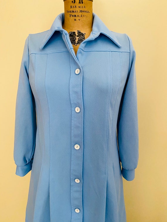 Vintage Sears Fashions, Blue Polyester Dress, Pol… - image 6