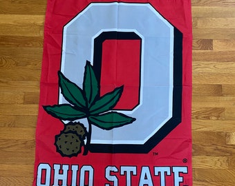 Vintage Ohio State University Banner Flag, NOS, Ohio State Buckeyes College Flag, 1990s Unused Flag, Yard Decor, Outdoor Flag