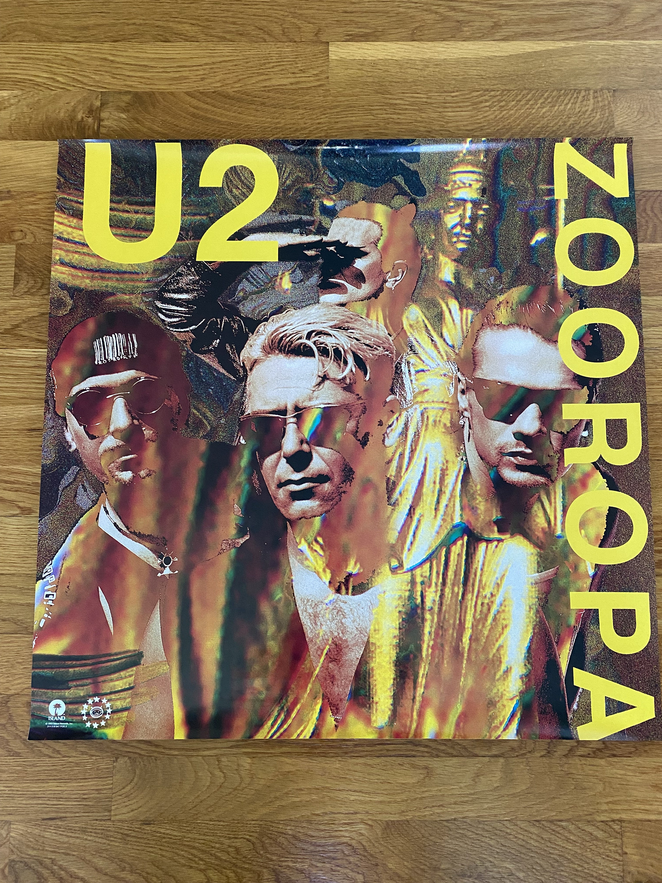 U2ポスター(ポスターのみ) U2 Zooropa、オリジナル 1993、プロモーションポスター、24インチ x 24