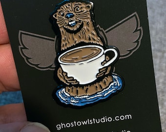 Otter Coffee Enamel Pin