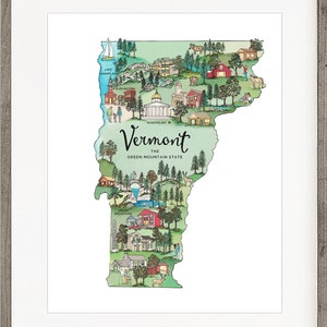 Vermont Art, Vermont Print, Map Art of Vermont
