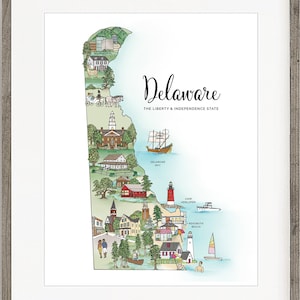 Delaware Art, Delaware Print, Map Art of Delaware